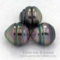 Lote de 3 Perlas de Tahiti Anilladas B de 9.5 a 9.8 mm