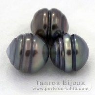 Lote de 3 Perlas de Tahiti Anilladas C de 9.5 a 9.9 mm