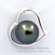 Colgante de Oro blanco 18Kl y 1 Perla de Tahiti Redonda B 8.2 mm