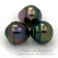 Lote de 3 Perlas de Tahiti Anilladas B de 9.7 a 9.9 mm