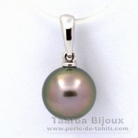 Colgante de Oro blanco 18Kl y 1 Perla de Tahiti Redonda B 9.3 mm
