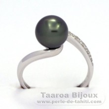 Anillo de Plata y 1 Perla de Tahiti Redonda B 8.4 mm