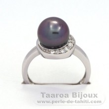 Anillo de Plata y 1 Perla de Tahiti Redonda B+ 9 mm