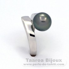 Anillo de Plata y 1 Perla de Tahiti Redonda C 9.5 mm