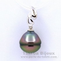 Colgante de Plata y 1 Perla de Tahiti Anillada B 11.4 mm