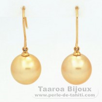 Aretes de Oro 18Kl y 2 Perlas de Australia Semi Redondas B & C 11.2 mm