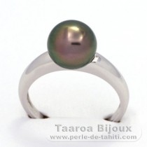 Anillo de Plata y 1 Perla de Tahiti Redonda C 9.1 mm