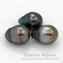 Lote de 3 Perlas de Tahiti Anilladas B de 9.6 a 9.8 mm