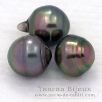 Lote de 3 Perlas de Tahiti Anilladas B de 10.1 a 10.2 mm