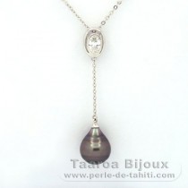 Collar de Plata y 1 Perla de Tahiti Anillada C 10.2 mm