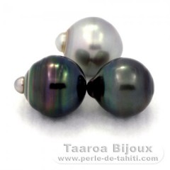Lote de 3 Perlas de Tahiti Anilladas C de 12.4 a 12.8 mm