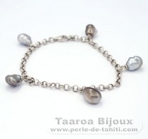 Pulsera de Plata y 5 Keishis de Tahiti