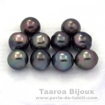 Lote de 10 Perlas de Tahiti Semi-Barrocas C de 8.5 a 8.8 mm