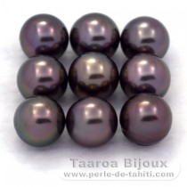 Lote de 9 Perlas de Tahiti Redondas C de 8.5 a 8.8 mm