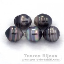 Lote de 5 Perlas de Tahiti Anilladas C de 9.5 a 10 mm