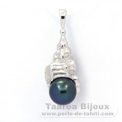 Colgante de Plata y 1 Perla de Tahiti Semi-Barroca B+ 8.8 mm