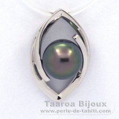 Colgante de Plata y 1 Perla de Tahiti Semi-Redonda B 8.8 mm