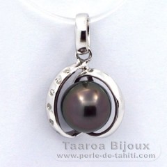Colgante de Plata y 1 Perla de Tahiti Semi-Barroca C 8.2 mm
