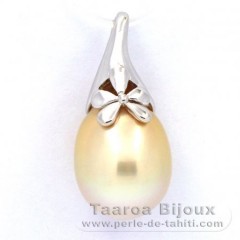 Colgante de Plata y 1 Perla de Australia Semi-Barroca B/C 12.3 mm