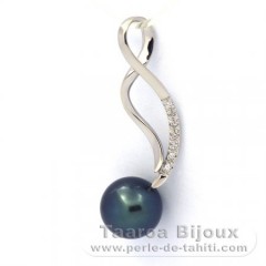 Colgante de Plata y 1 Perla de Tahiti Redonda C+ 9.2 mm