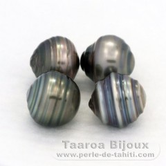 Lote de 4 Perlas de Tahiti Anilladas C de 9.5 a 9.6 mm