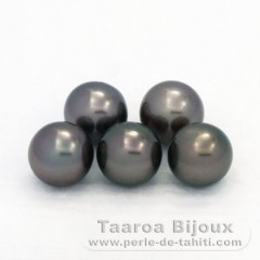 Lote de 5 Perlas de Tahiti Redondas C de 8.9 a 9 mm