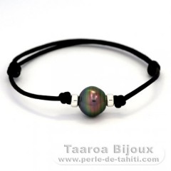 Pulsera de Algodn y 1 Perla de Tahiti Anillada B+ 11.4 mm