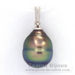 Colgante de Plata y 1 Perla de Tahiti Anillada B 10 mm