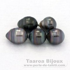 Lote de 5 Perlas de Tahiti Anilladas C/D de 9.4 a 9.6 mm