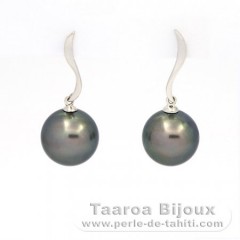 Aretes de Plata y 2 Perlas de Tahiti Redondas C 11 y 11.2 mm