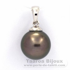 Colgante de Plata y 1 Perla de Tahiti Redonda C 10.6 mm