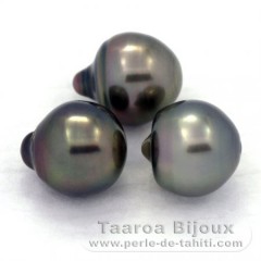 Lote de 3 Perlas de Tahiti Semi-Barrocas B 10.2 mm