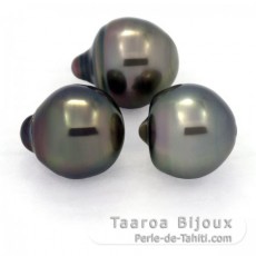 Lote de 3 Perlas de Tahiti Semi-Barrocas B 10.2 mm