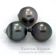 Lote de 3 Perlas de Tahiti Semi-Barrocas C de 12.7 a 12.9 mm