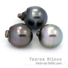 Lote de 3 Perlas de Tahiti Anilladas C 12.2 mm