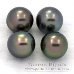 Lote de 4 Perlas de Tahiti Redondas C de 9.2 a 9.3 mm