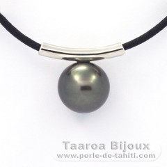 Colgante de Plata y 1 Perla de Tahiti Redonda C 11.9 mm