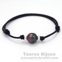 Pulsera de Algodn y 1 Perla de Tahiti Anillada B 10.4 mm