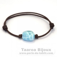 Pulsera de Algodn y 1 Larimar - 14 x 14 x 8.6 mm - 2.8 gr