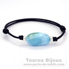 Pulsera de Algodn y 1 Larimar - 22.5 x 13 x 8.6 mm - 4.5 gr