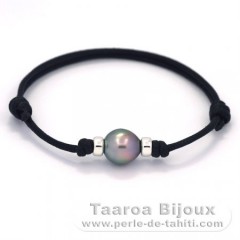 Pulsera de Algodn y 1 Perla de Tahiti Semi-Barroca C 9.1 mm