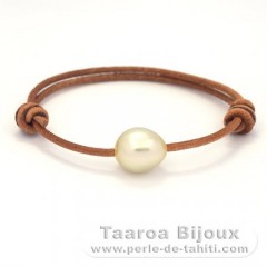 Pulsera de Cuero y 1 Perla de Australia Semi-Barroca C 11.5 mm