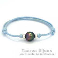 Pulsera de Algodn y 1 Perla de Tahiti Semi-Barroca B 8.2 mm