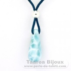 Collar de Algodn, Plata y 1 Larimar - 25 x 10 x 10 mm - 3.7 gr