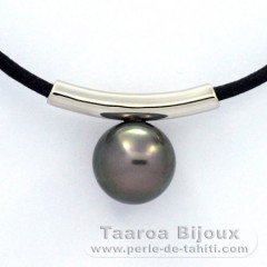 Colgante de Plata y 1 Perla de Tahiti Redonda C 9.6 mm