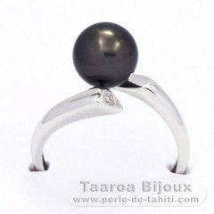 Anillo de Plata y 1 Perla de Tahiti Redonda B 8.3 mm