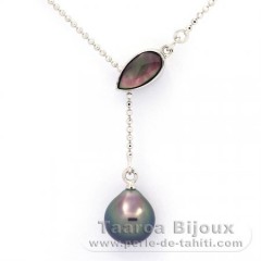 Collar de Plata y 1 Perla de Tahiti Semi-Barroca A 9.1 mm