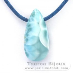 Collar de Cuero y 1 Larimar - 30 x 14 x 10 mm - 7.7 gr