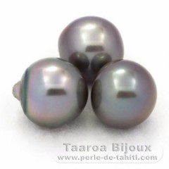 Lote de 3 Perlas de Tahiti Semi-Barrocas C de 12.1 a 12.3 mm