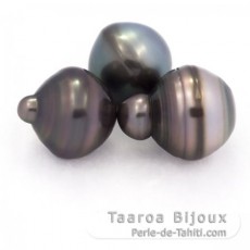 Lote de 3 Perlas de Tahiti Anilladas C de 13 a 13.4 mm